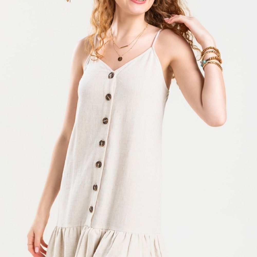 Button front mini dress - Picture 2 of 7